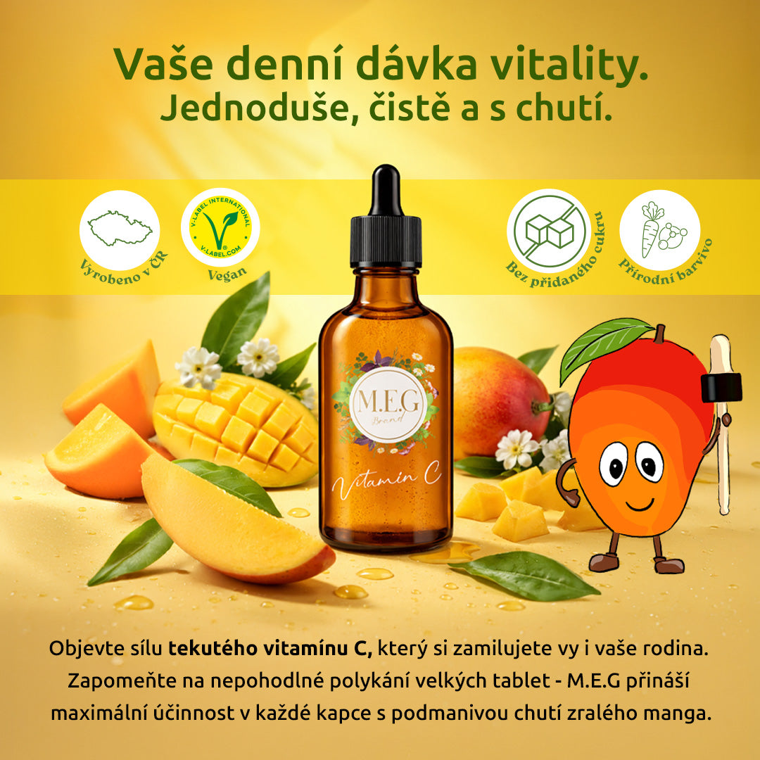 M.E.G Tekutý Vitamín C – Mango se sladidlem