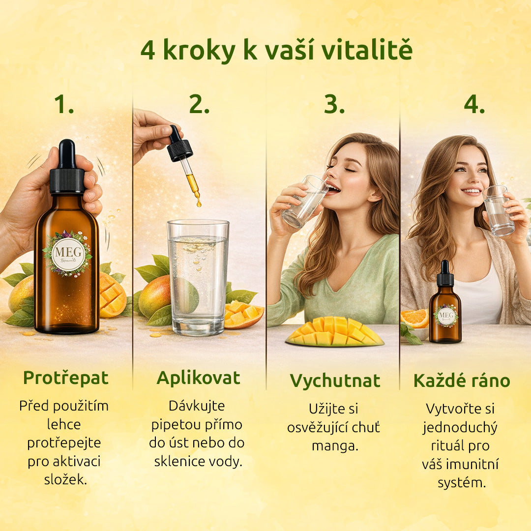 M.E.G Tekutý Vitamín C – Mango se sladidlem