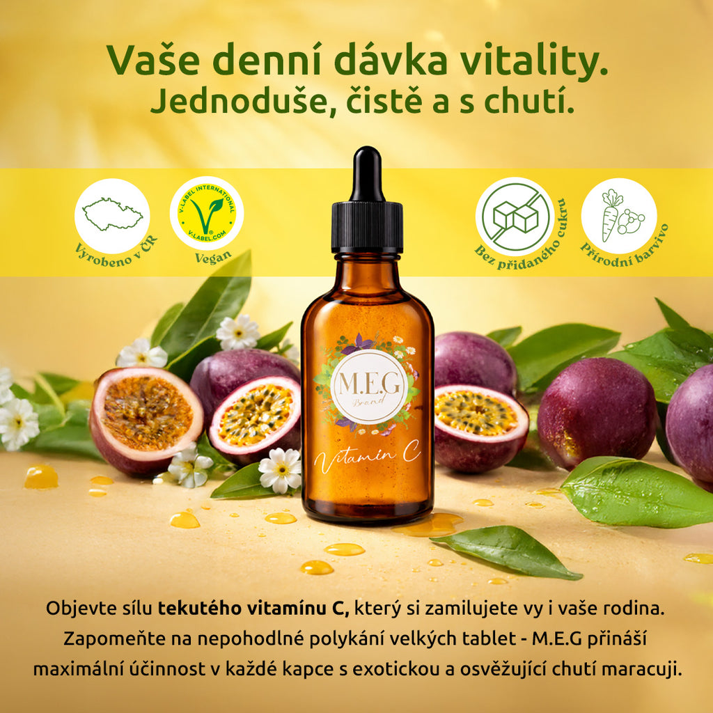 M.E.G Tekutý Vitamín C - Maracuja (100 ml) se sladidlem