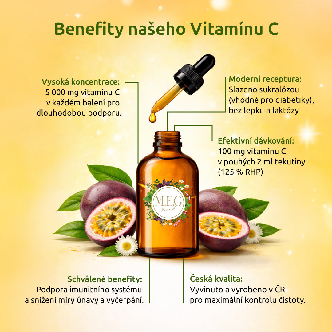 M.E.G Tekutý Vitamín C - Maracuja (100 ml) se sladidlem