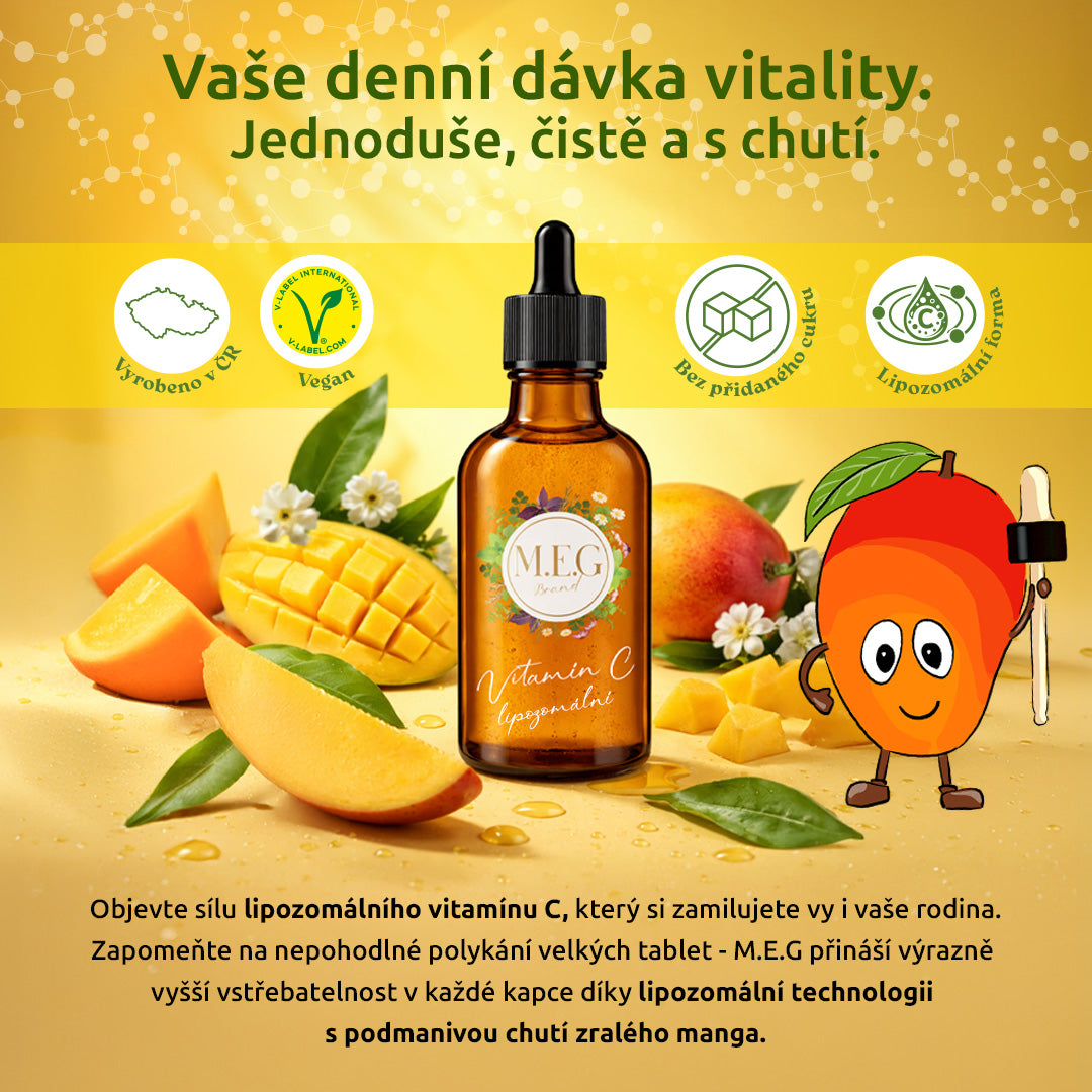 M.E.G Lipozomální Vitamín C – Mango se sladidlem