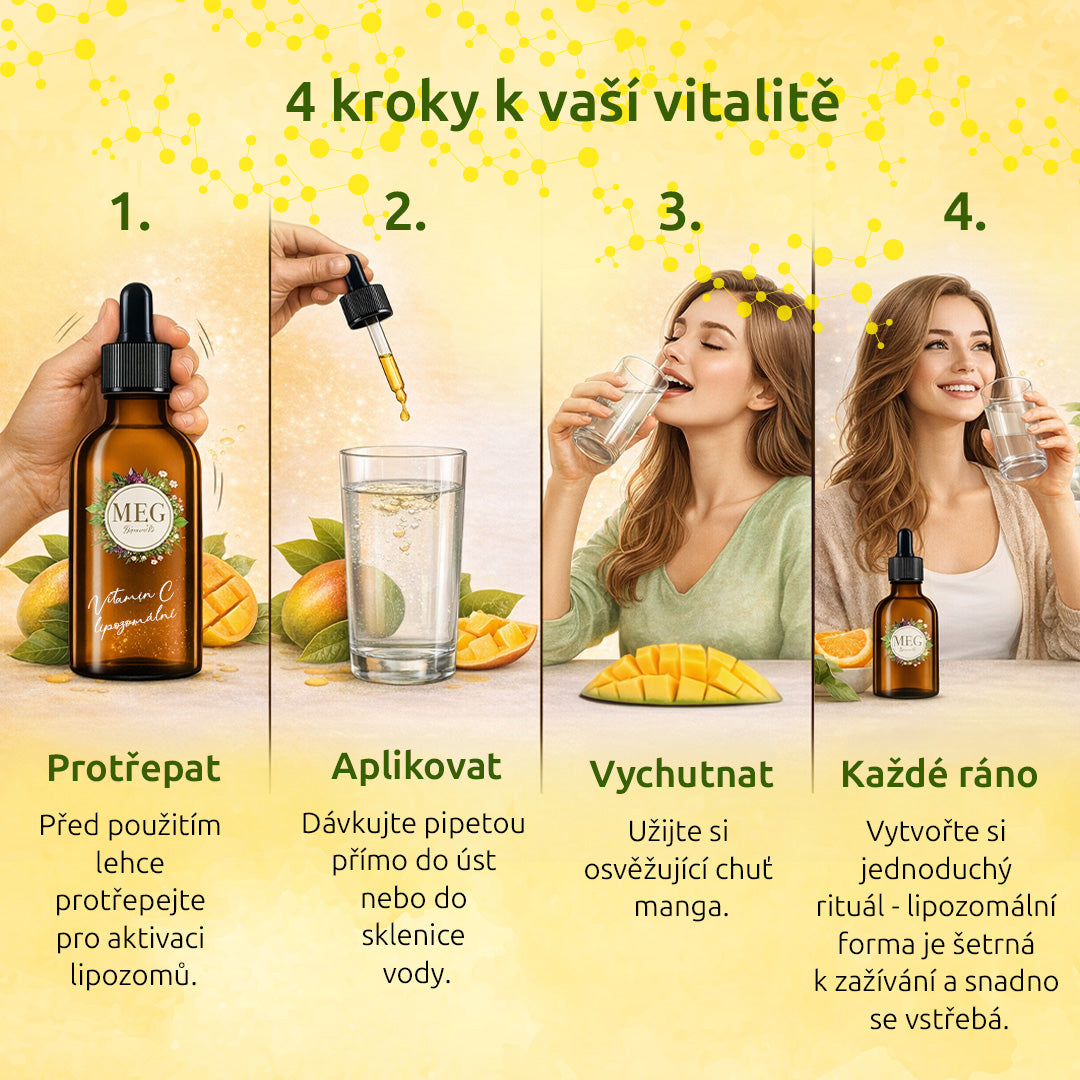 M.E.G Lipozomální Vitamín C – Mango se sladidlem