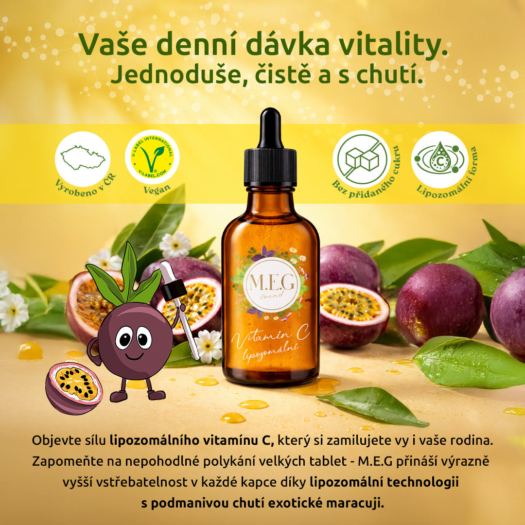M.E.G Lipozomální Vitamín C – Maracuja (100 ml) se sladidlem