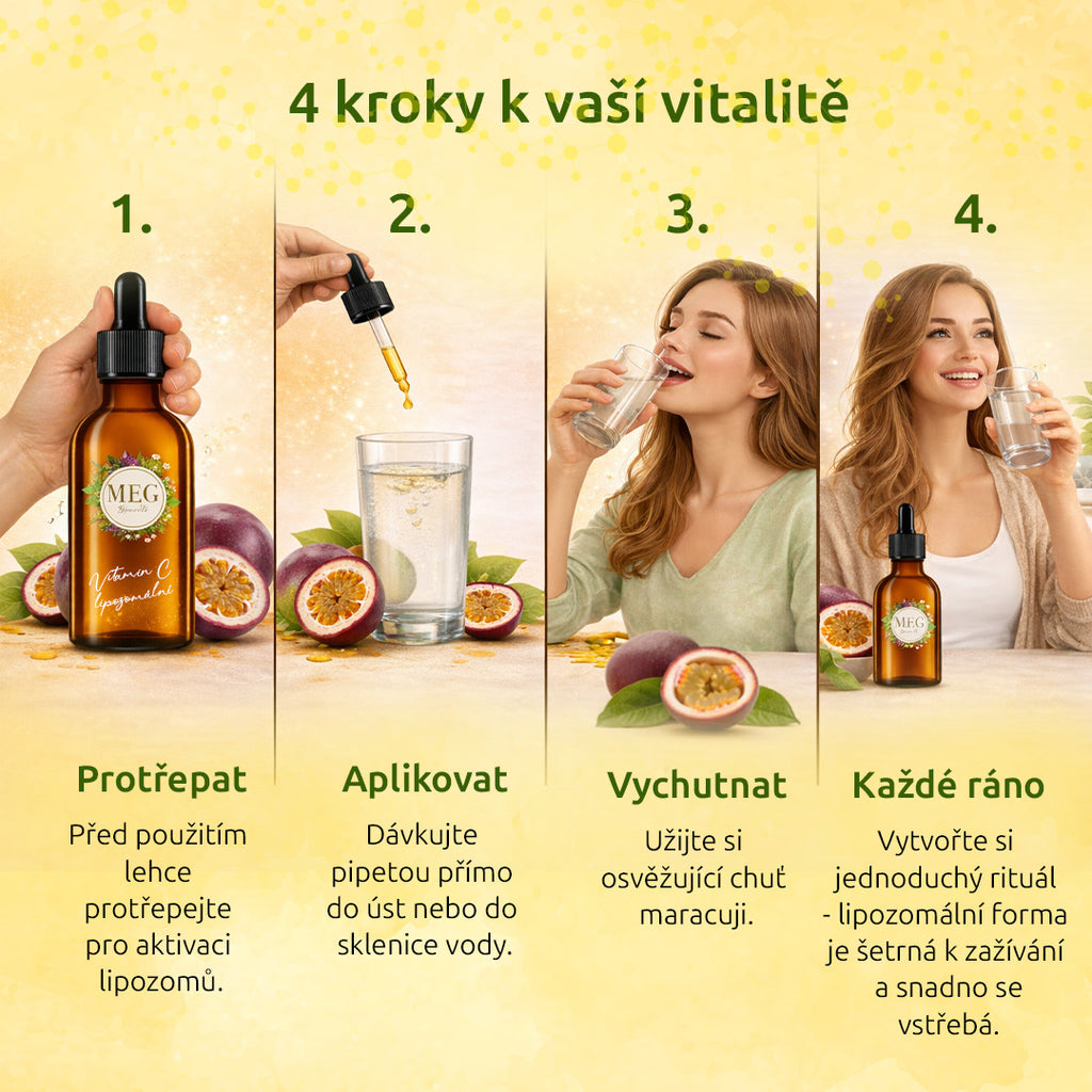M.E.G Lipozomální Vitamín C – Maracuja (100 ml) se sladidlem