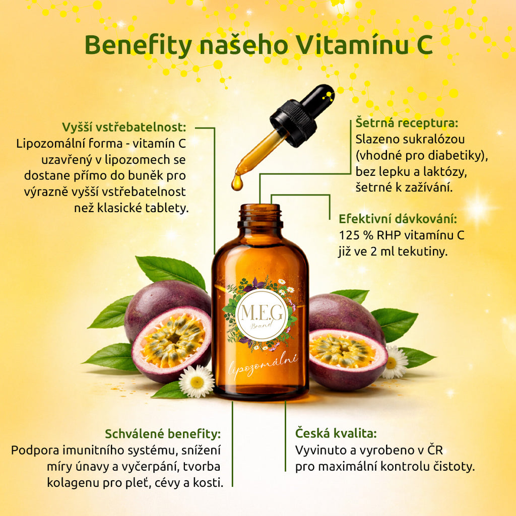 M.E.G Lipozomální Vitamín C – Maracuja (100 ml) se sladidlem