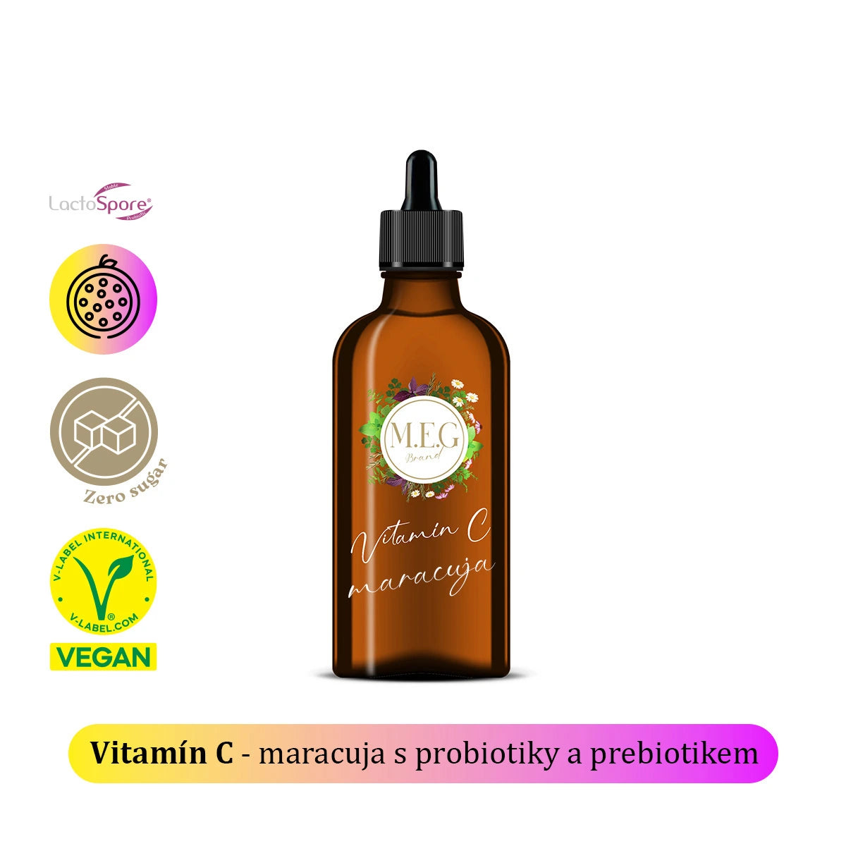 M.E.G Vitamín C - Maracuja s probiotiky a prebiotikem se sladidlem